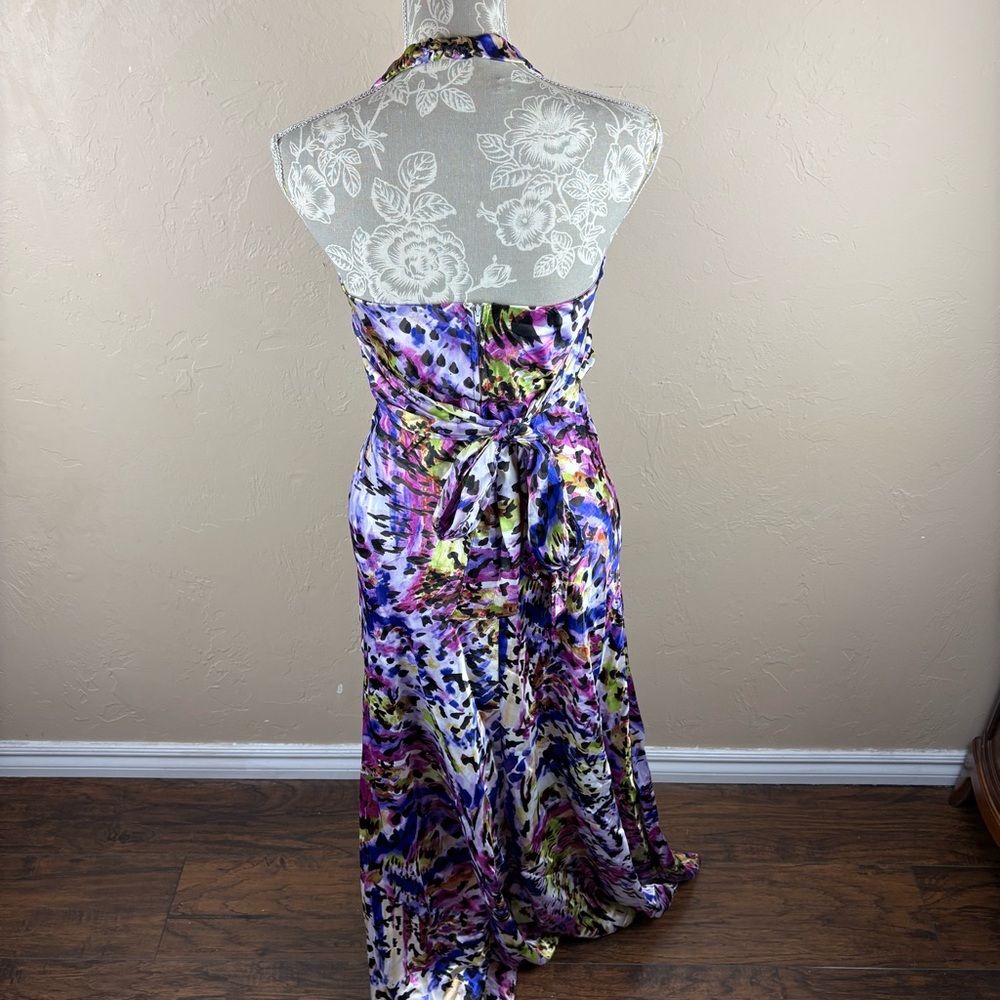 Masquerade Colorful Animal Print Halter Prom Dress Crystal Embellishment Long 6 - Picture 6 of 10